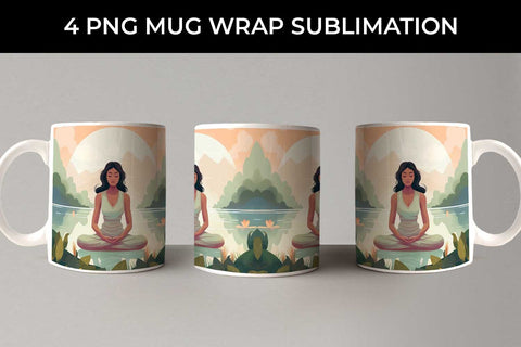 Blissful Serenity - Woman Meditating Mug Wrap Sublimation Bundle Sublimation Sintegra 