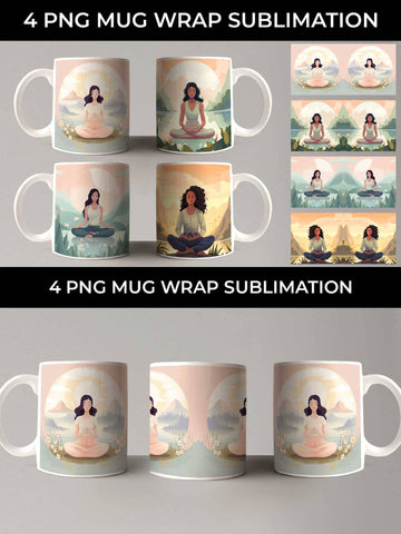 Blissful Serenity - Woman Meditating Mug Wrap Sublimation Bundle Sublimation Sintegra 