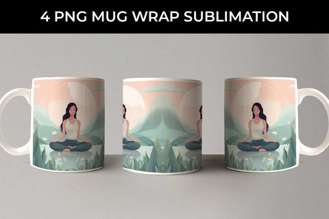 Blissful Serenity - Woman Meditating Mug Wrap Sublimation Bundle Sublimation Sintegra 