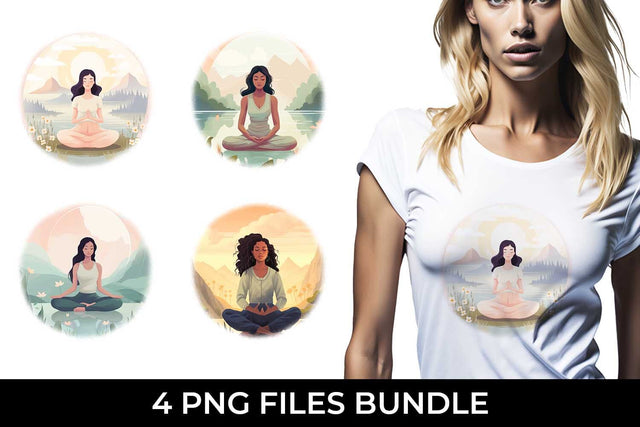 Blissful Serenity - Woman Meditating T-Shirt Sublimation Bundle Sublimation Sintegra 