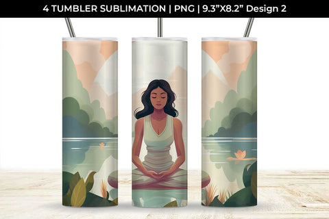 Blissful Serenity - Woman Meditating Tumbler Wrap Bundle Sublimation Sintegra 