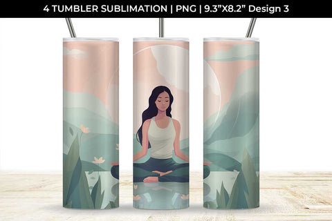 Blissful Serenity - Woman Meditating Tumbler Wrap Bundle Sublimation Sintegra 