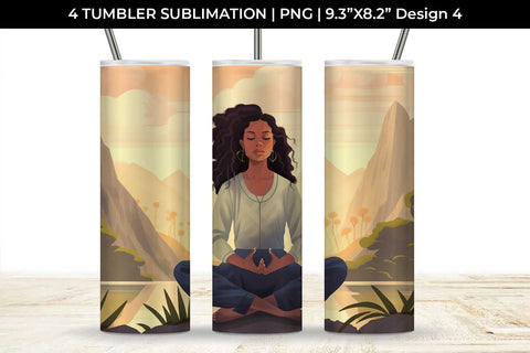 Blissful Serenity - Woman Meditating Tumbler Wrap Bundle Sublimation Sintegra 