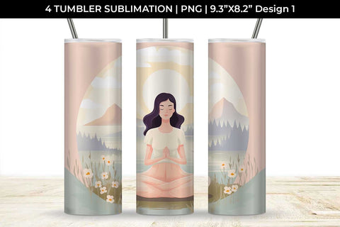 Blissful Serenity - Woman Meditating Tumbler Wrap Bundle Sublimation Sintegra 