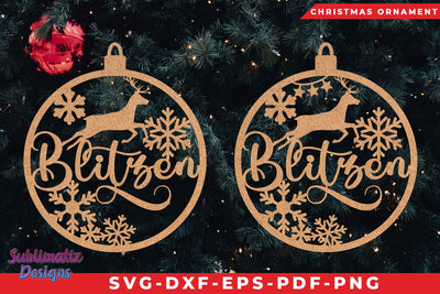 Blitzen Christmas Tree Ornament SVG Cut File SVG Sublimatiz Designs 