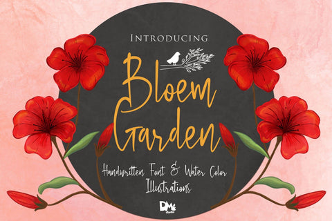 Bloem Garden - Handwritten Font with Watercolour Package Font Dm Letter Studio 