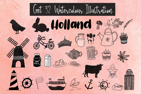 Bloem Garden - Handwritten Font with Watercolour Package Font Dm Letter Studio 