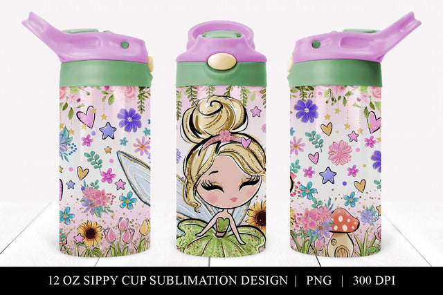 Blonde Fairy 12 oz Sippy Cup Sublimation Design PNG Sublimation BijouBay 