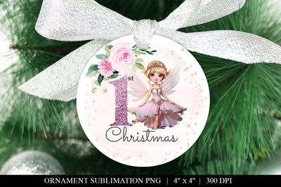 Blonde Fairy 1st Christmas Ornament Sublimation Design Sublimation BijouBay 