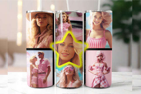 Blonde Girl Princess Pink Tumbler Wrap Sublimation PNG Sublimation OrangeBrushStudio 