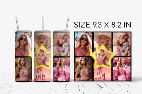 Blonde Girl Princess Pink Tumbler Wrap Sublimation PNG Sublimation OrangeBrushStudio 