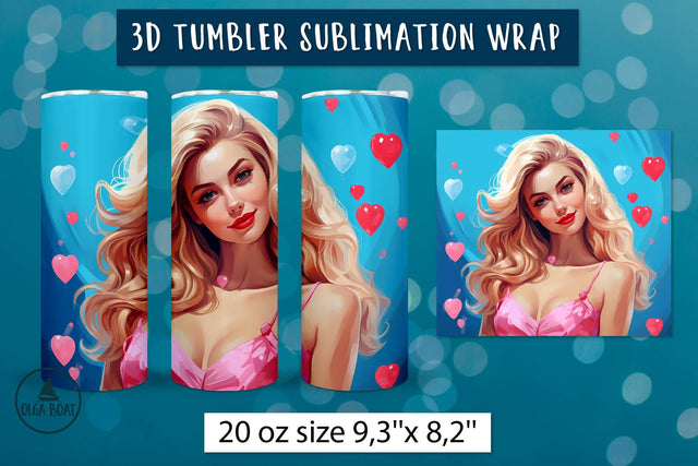 Blonde girl tumbler wrap | Barbie girl png Sublimation Olga Boat Design 