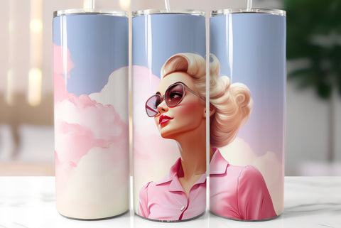 Blonde Girl Wearing Pink | Summer Style Tumbler Wrap Sublimation Kseniia designer 