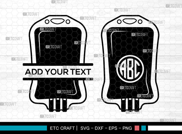 Blood Bag Monogram SVG, Split Monogram, Blood Svg, Blood Bag Icon Svg, Blood Donation Svg, Bag Svg, Blood Bag Bundle SVG ETC Craft 