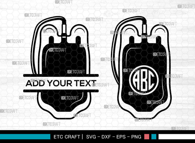 Blood Bag Monogram SVG, Split Monogram, Blood Svg, Blood Bag Icon Svg, Blood Donation Svg, Bag Svg, Blood Bag Bundle SVG ETC Craft 