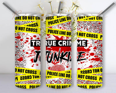 Blood Halloween, True Crime Junkie Tumbler PNG, True Crime Junkie Finger Print Halloween Blood Scene Yellow Tape PNG 20oz Tumbler Wrap Sublimation Digital File Sublimation PixelChick 