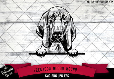 Blood Hound Peek A Boo | Peekaboo | Peeking Dog Face SVG for Glowforge, Cricut, Laser, Silhouette, Scan n cut files SVG Loveleen Kaur 
