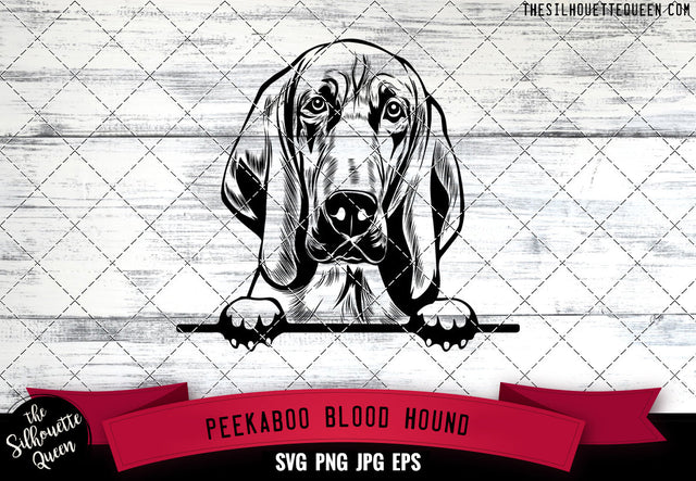 Blood Hound Peek A Boo | Peekaboo | Peeking Dog Face SVG for Glowforge, Cricut, Laser, Silhouette, Scan n cut files SVG Loveleen Kaur 