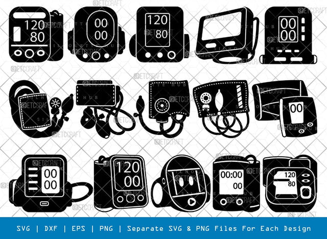 Blood pressure Machine Silhouette Svg Cricut Cut Files Png Bundle, SB01013 SVG ETC Craft 