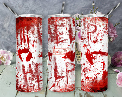Blood Splatter Tumbler Sublimation Designs, Bloody Hand 20oz Skinny Tumbler Sublimation Designs for Straight,Tapered Tumbler PNG, Crime Scene File Digital Download Sublimation DesignSVG 