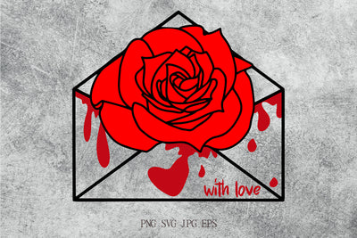 Bloody Envelope | Spooky design with Rose and text With Love SVG Pfiffen's World 