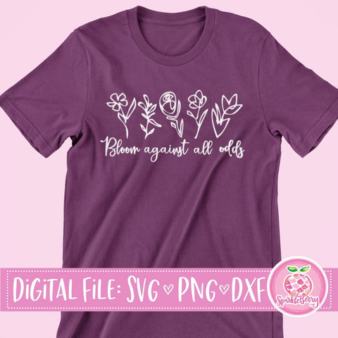 Bloom Against All Odds - Minimalist SVG Cut File | Patterned PNG for Print SVG SparkleBerry 