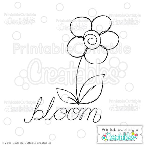 Bloom Flower Sketch SVG Printable Cuttable Creatables 