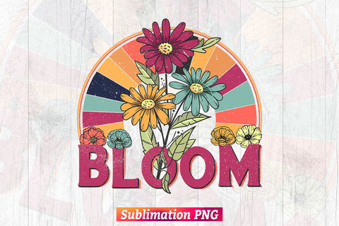 Bloom Rainbow Sunflowers Retro Vintage T shirt Design Png Sublimation Printable Files Sublimation DesignDestine 