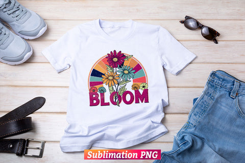 Bloom Rainbow Sunflowers Retro Vintage T shirt Design Png Sublimation Printable Files Sublimation DesignDestine 