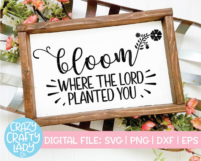 Bloom Where the Lord Planted You SVG Crazy Crafty Lady Co. 