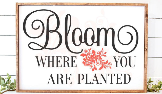 Bloom where you are planted Cutting File, Cricut Cut File, She Shed SVG, Instant Download, Silhouette Studio, Flower Garden Rose clip Art SVG Farmstone Studio Designs 