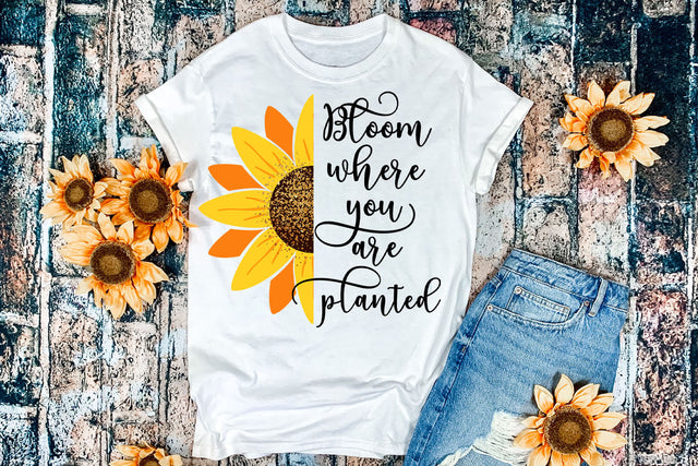 Bloom Where you Are Planted- Sunflower Sublimation Sublimation Happy Printables Club 