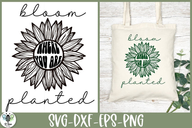 Bloom Where You Are Planted SVG | Spring Quote | Sunflower SVG B Renee Design 
