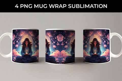 Blooming Serenity - Meditation Mug Wrap Bundle Sublimation Sintegra 