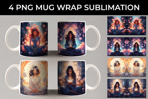 Blooming Serenity - Meditation Mug Wrap Bundle Sublimation Sintegra 
