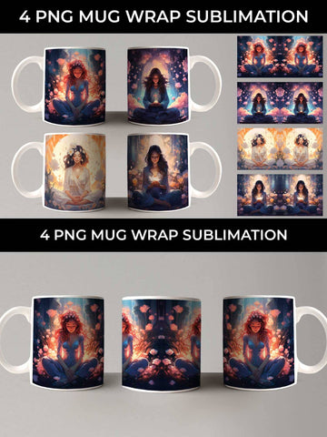 Blooming Serenity - Meditation Mug Wrap Bundle Sublimation Sintegra 