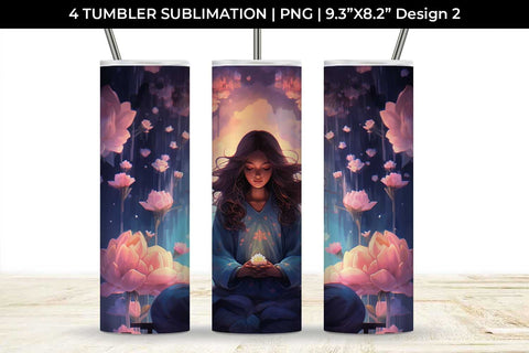 Blooming Serenity - Meditation Tumbler Wrap Bundle Sublimation Sintegra 