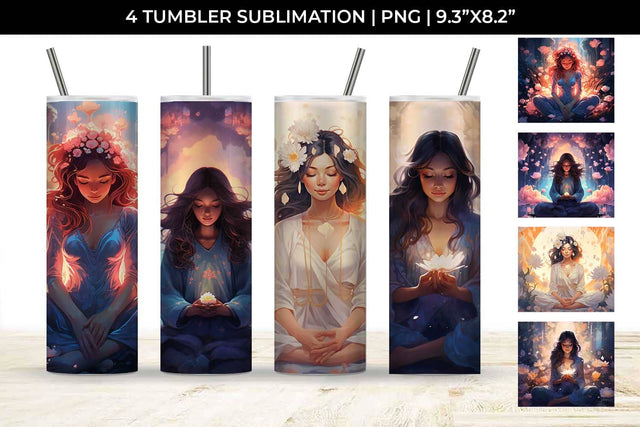 Blooming Serenity - Meditation Tumbler Wrap Bundle Sublimation Sintegra 