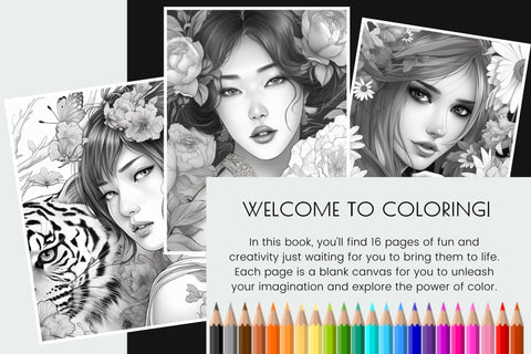 Blossom Printable Coloring Book, Adult Coloring Pages Sublimation OrangeBrushStudio 