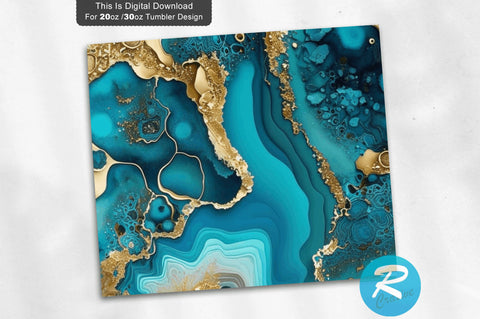 Blue Agate Alcohol Ink 20 oz / 30 oz Tumbler PNG Sublimation Regulrcrative 