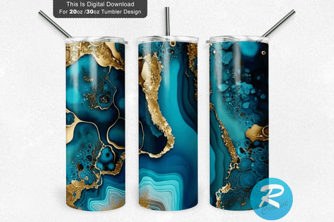 Blue Agate Alcohol Ink 20 oz / 30 oz Tumbler PNG Sublimation Regulrcrative 