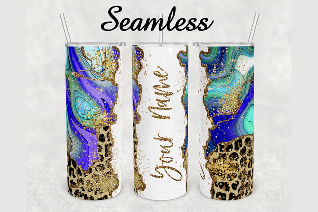 Blue Agate Cheetah Print Tumbler sublimation design 20 oz skinny tumbler wrap Sublimation BambinaCreations 