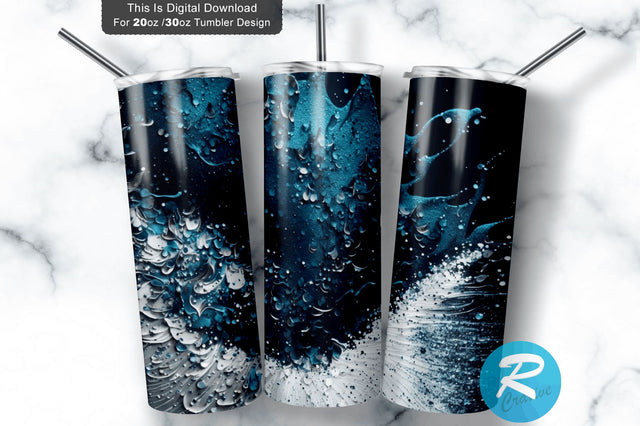 Blue and Silver Glitter Splash 20 oz / 30 oz Tumbler PNG Sublimation Regulrcrative 