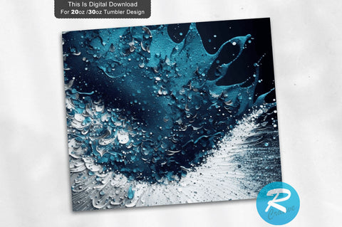 Blue and Silver Glitter Splash 20 oz / 30 oz Tumbler PNG Sublimation Regulrcrative 