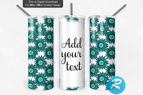 Blue Aque Sunflower 20 oz / 30 oz Tumbler PNG Sublimation Regulrcrative 
