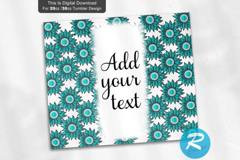 Blue Aque Sunflower 20 oz / 30 oz Tumbler PNG Sublimation Regulrcrative 