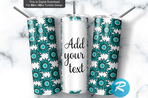 Blue Aque Sunflower 20 oz / 30 oz Tumbler PNG Sublimation Regulrcrative 