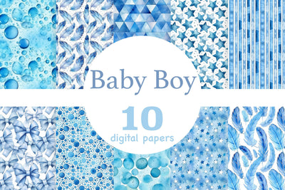 Blue Baby Boy Digital Paper | Baby Shower Pattern Digital Pattern GlamArtZhanna 