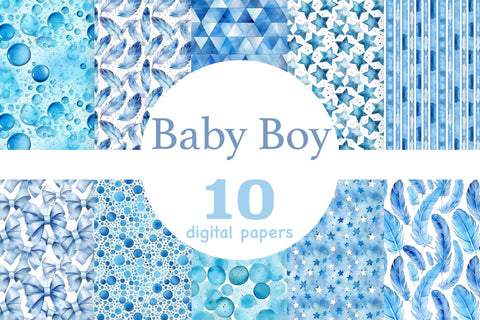Blue Baby Boy Digital Paper | Baby Shower Pattern Digital Pattern GlamArtZhanna 