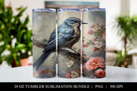 Blue Bird 20 oz Skinny Tumbler Sublimation Full Wrap Sublimation BijouBay 